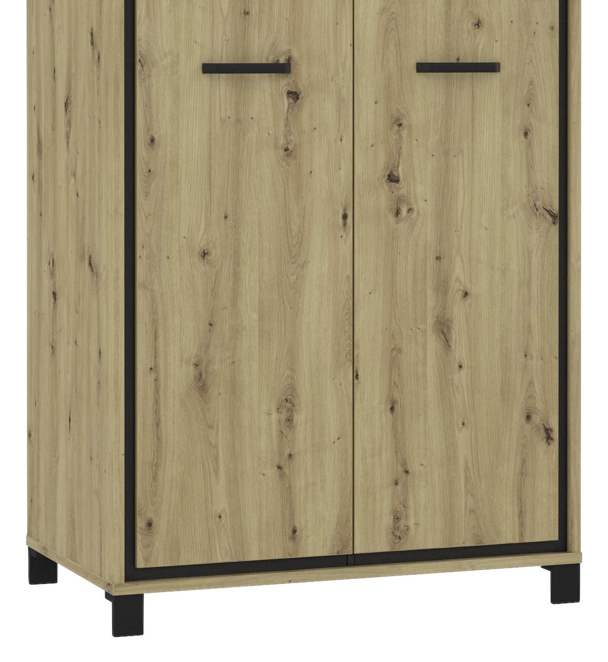 Drehtürenschrank B: 99,1 Cm Trondheim, Artisan Eiche Dekor - Eichefarben/Schwarz, Basics, Holzwerkstoff/Kunststoff (99,1/209/60,3cm)