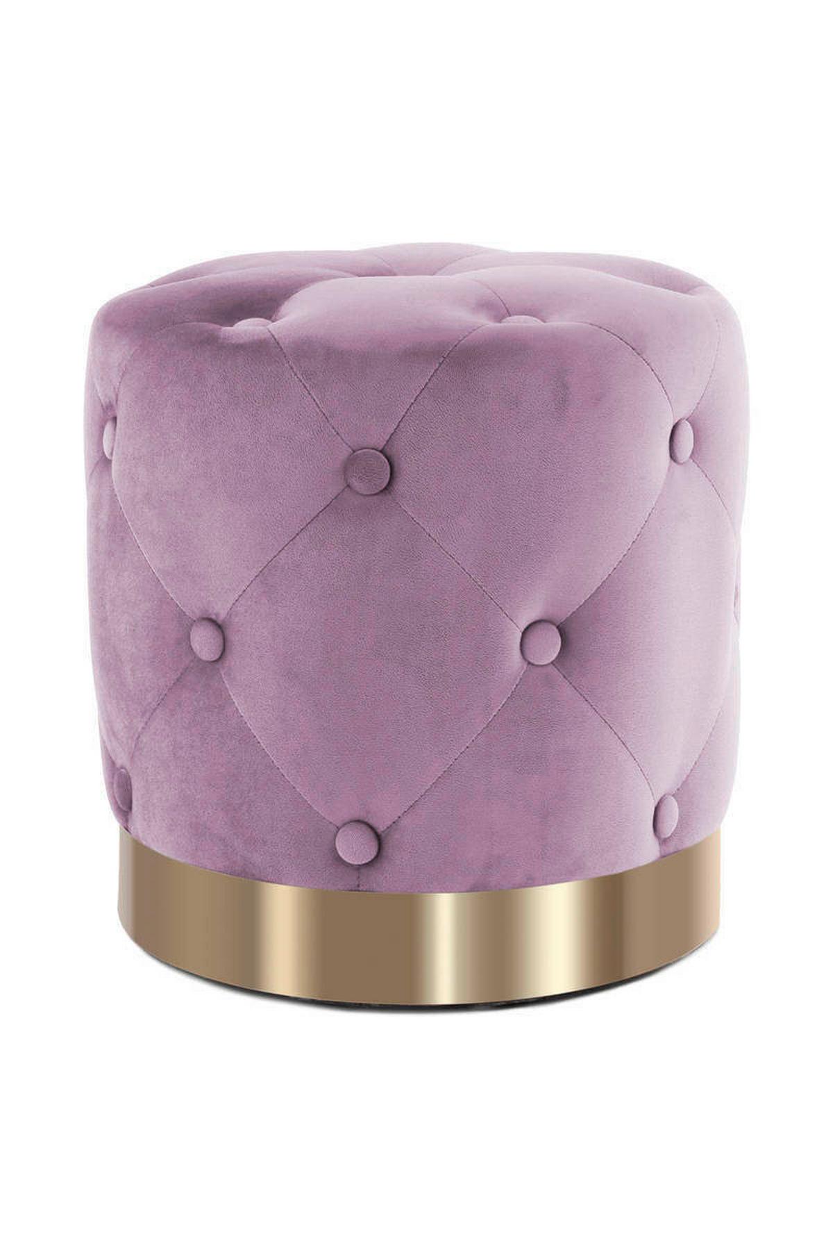Hocker Pouf Samt Lila/goldfarben H: 40 Cm - Lila/Goldfarben, Basics, Holz/Holzwerkstoff (40/40/40cm) - Kayoom