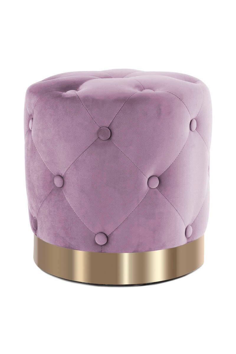 Hocker Pouf Samt Lila/Goldfarben H: 40 cm