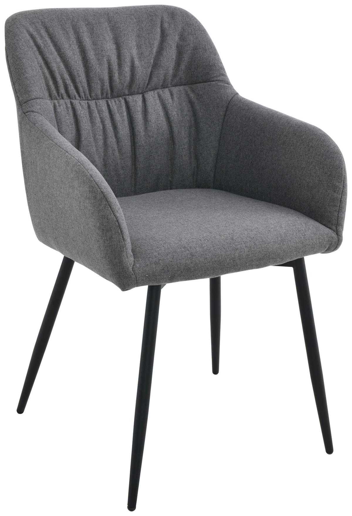 Armlehnstuhl Alessandro Webstoff Dunkelgrau Gepolstert - Dunkelgrau/Schwarz, MODERN, Holz/Textil (54/86/60cm) - Ondega