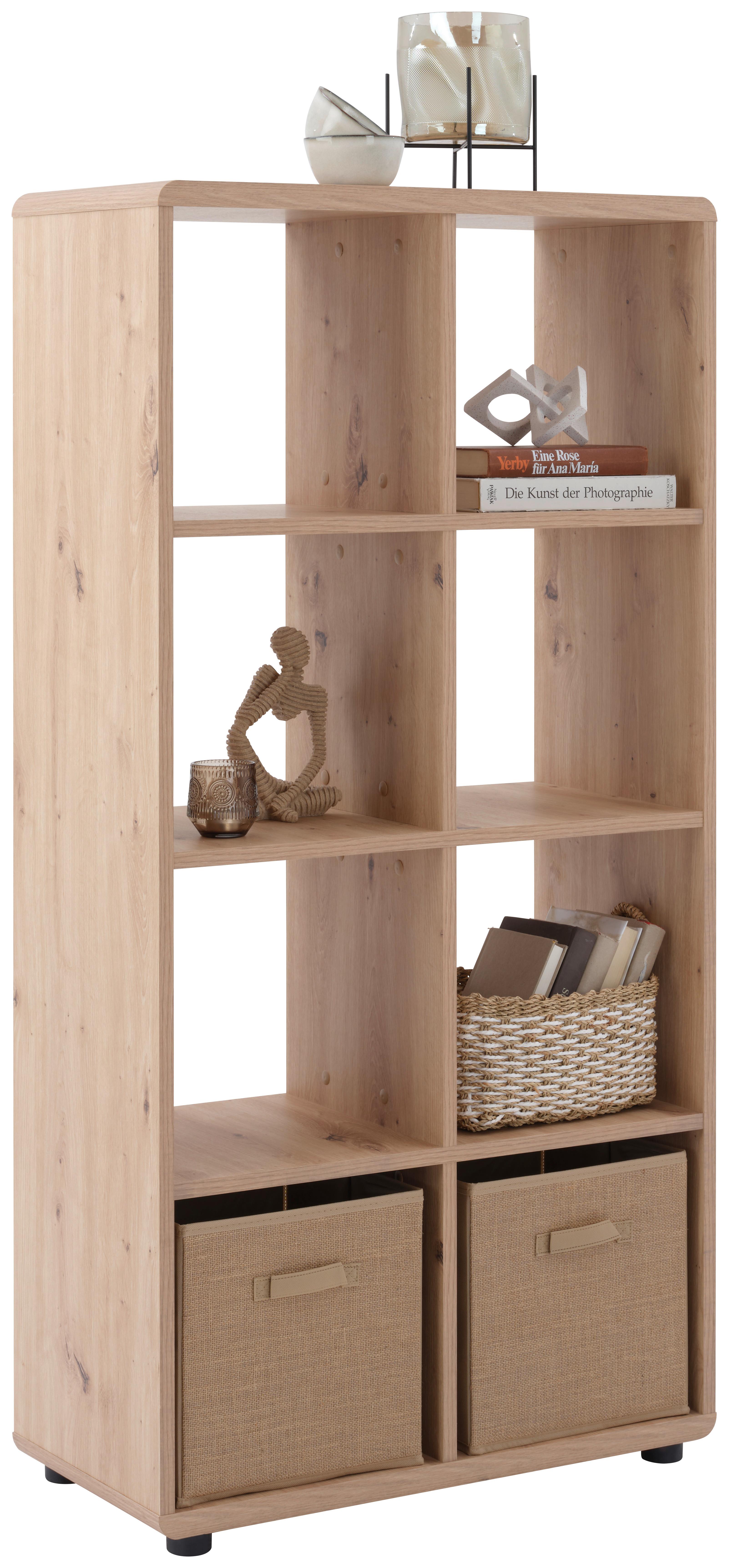 Regal Fontana B 73,2cm, Eiche Dekor/kaschmir - Kaschmir/Schwarz, MODERN, Holzwerkstoff (73,2/145/35cm)