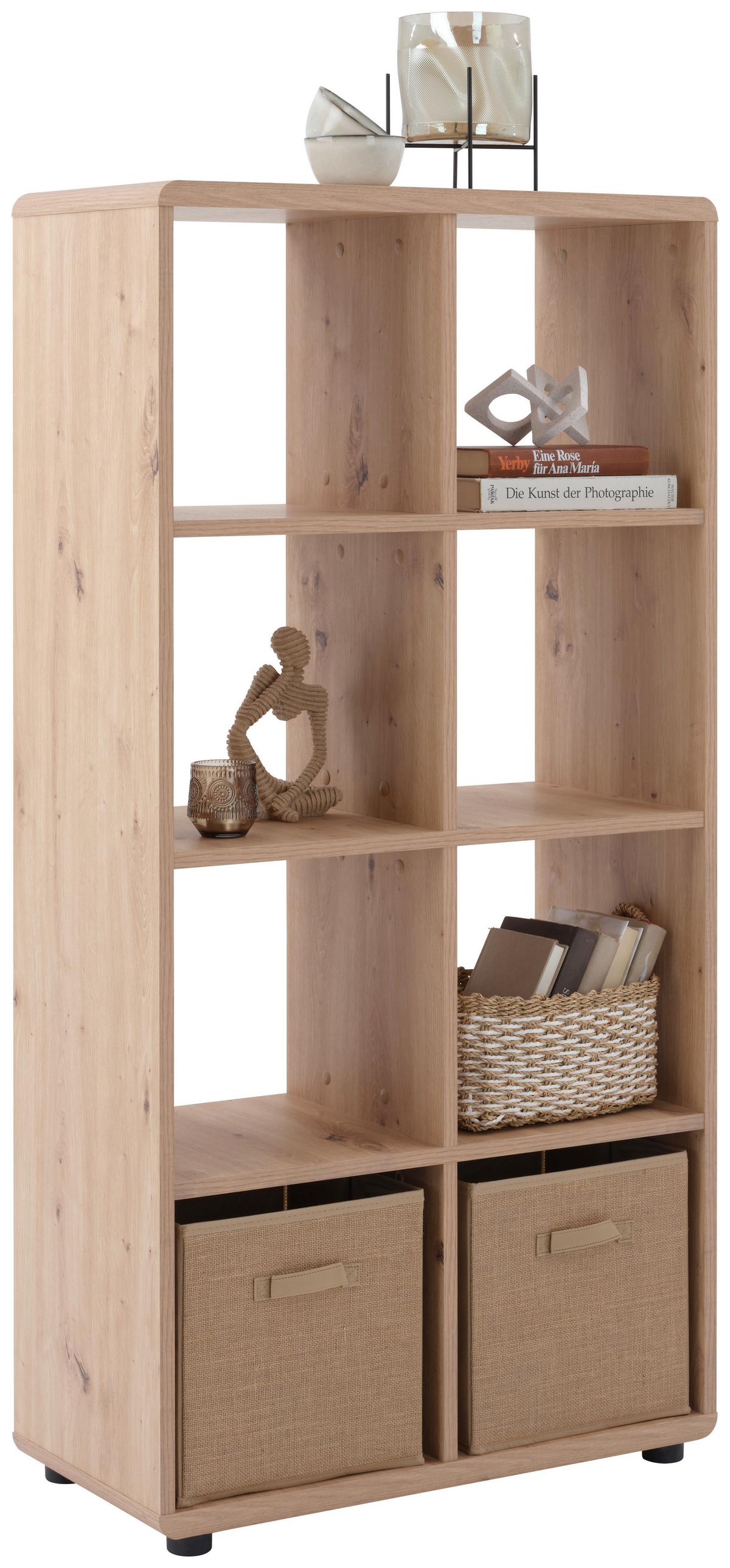 Regal Fontana B 73,2cm, Eiche Dekor/kaschmir - Kaschmir/Schwarz, MODERN, Holzwerkstoff (73,2/145/35cm)