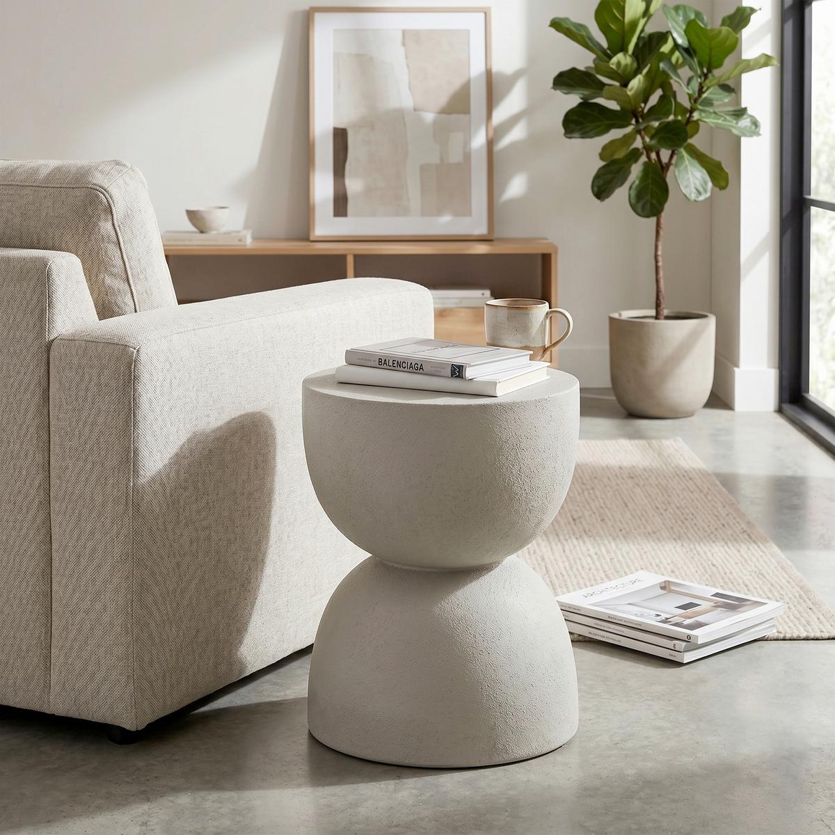 Odkládací stolek TONDO šedá - šedohnědá, Moderní (34/45/34cm) - Premium Living