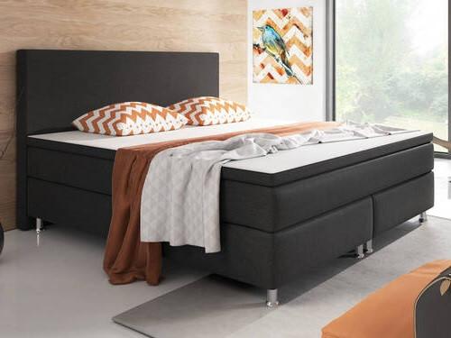 Boxspringbett Mit Topper 180x200 Cm Berlin F - Silberfarben/Schwarz, KONVENTIONELL, Textil (180/200cm) - MID.YOU