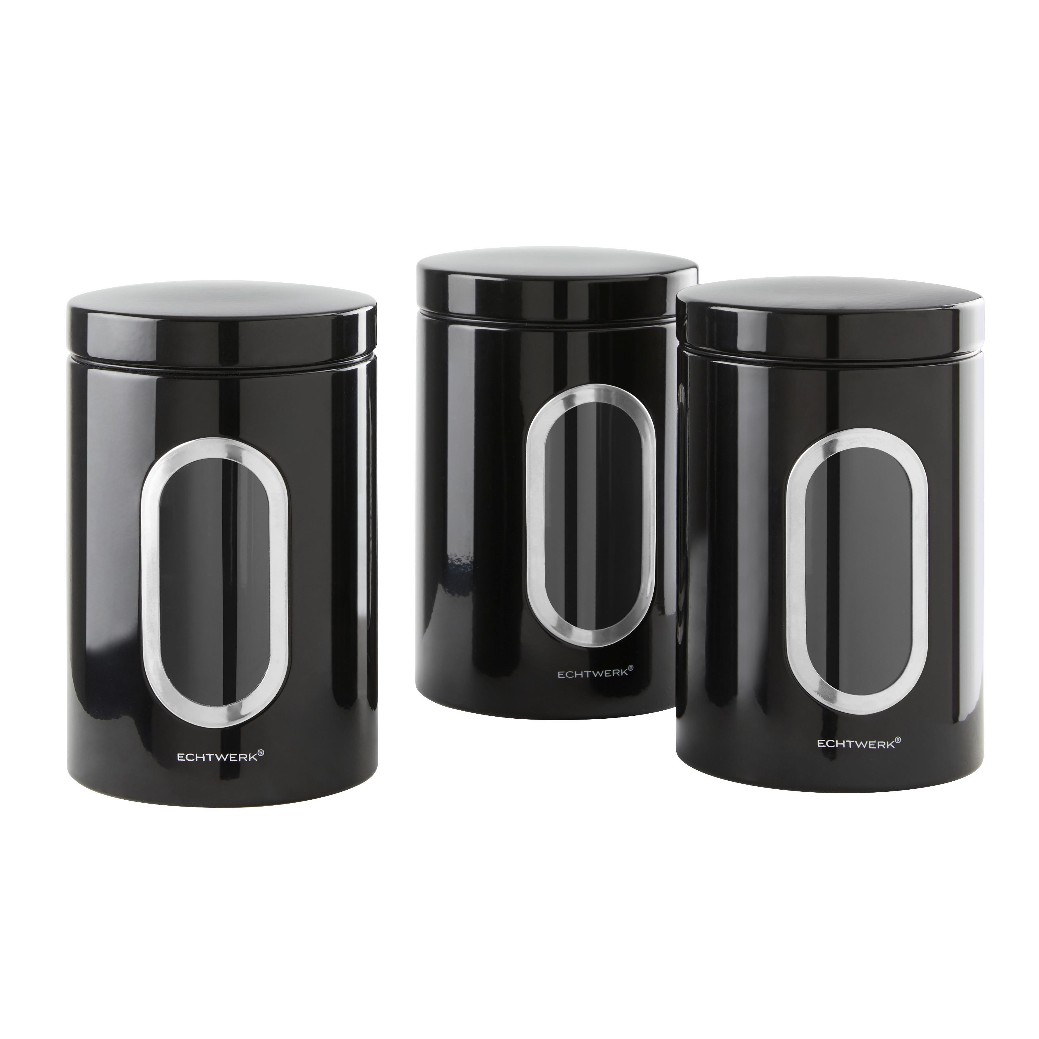 Vorratsdosen 3er-Set Auslaufsicher - Schwarz, Trend, Metall (17,5cm) - Echtwerk