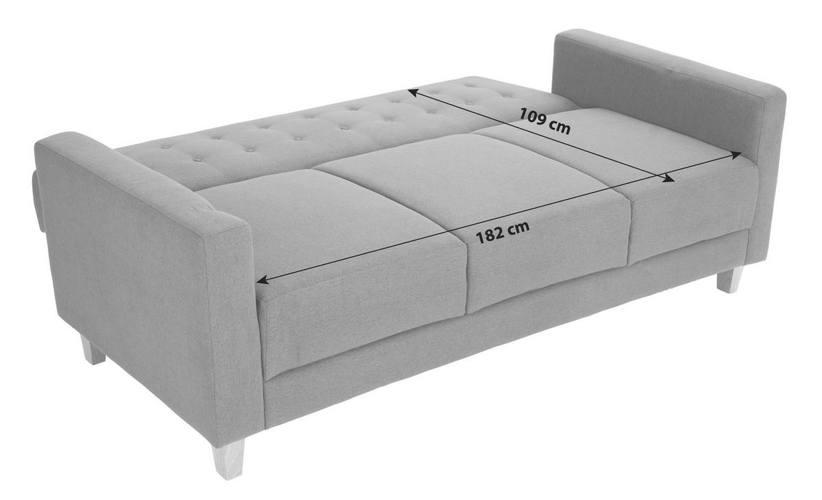 3-sitzer-sofa Mit Schlaffunktion Levi Grau - Naturfarben/Grau, MODERN, Holz/Textil (208/85/88cm) - Ondega