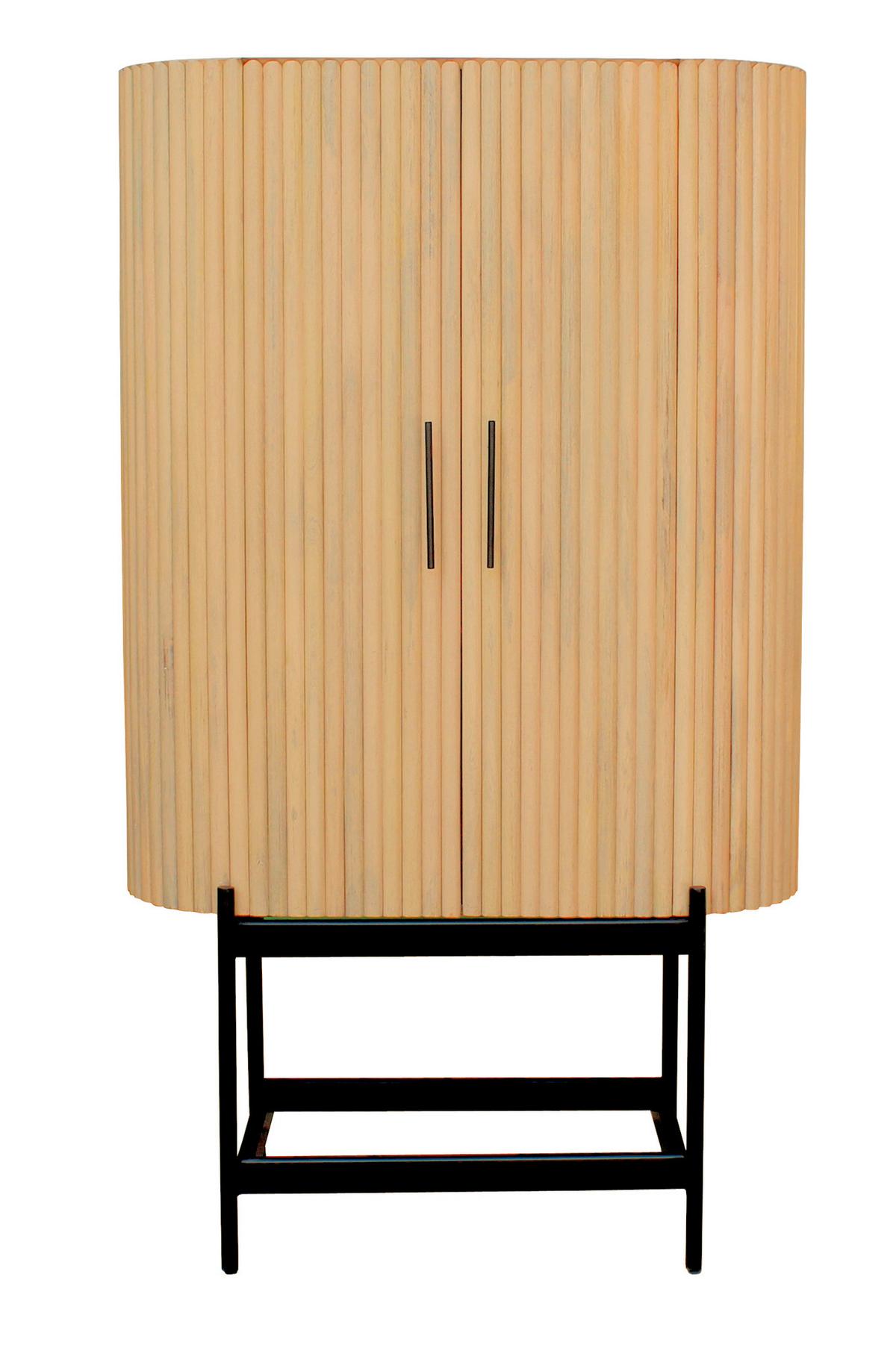 GARDEROBENSCHRANK Schwarz/Naturfarben B: 100cm - Schwarz/Naturfarben, Design, Holz/Metall (100/172/40cm) - MID.YOU