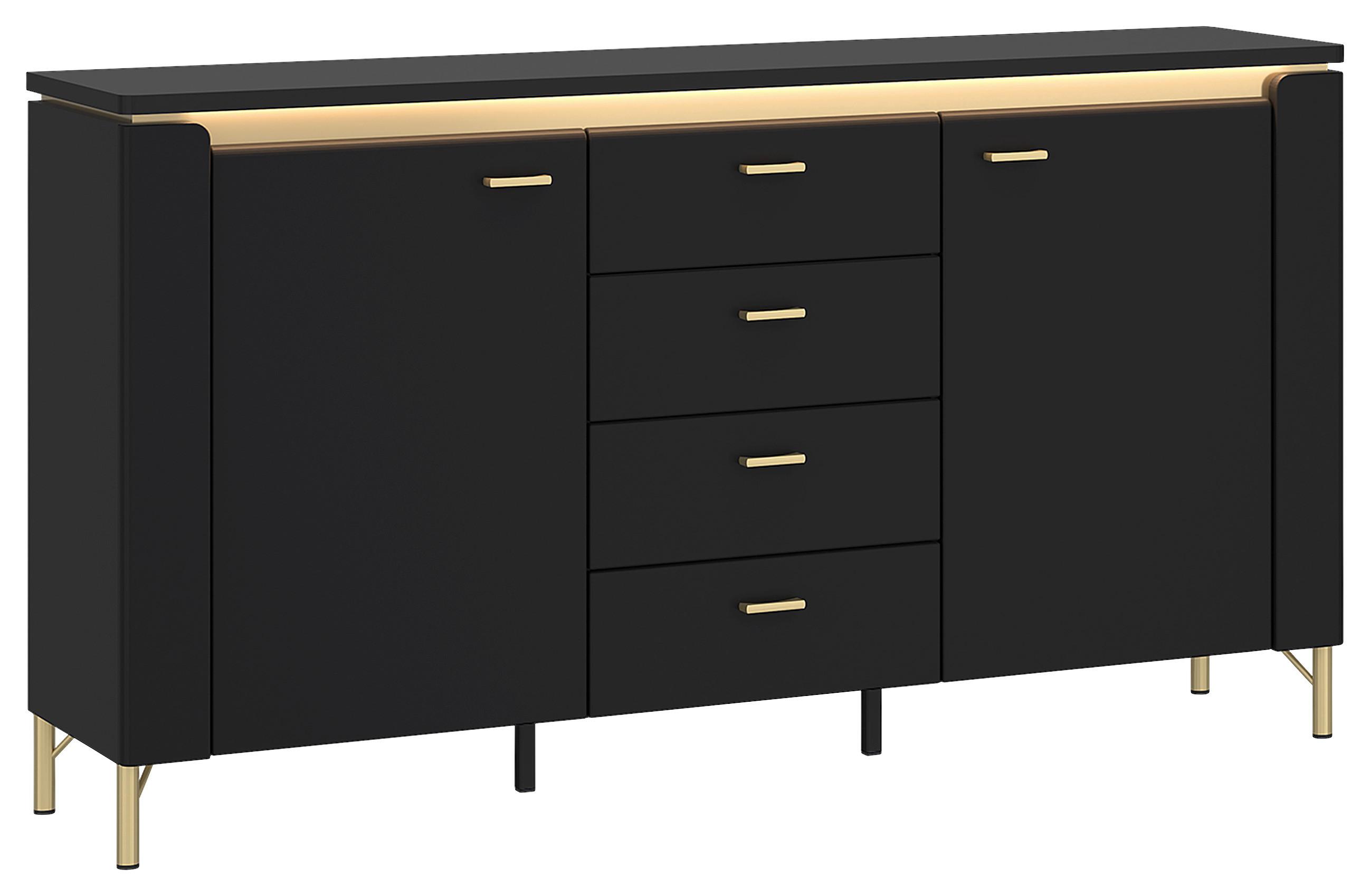 Kommode Norica Goldfarben/Schwarz B: 155,3 cm - Goldfarben/Schwarz, Trend, Holzwerkstoff (155,3/87,3/40cm)
