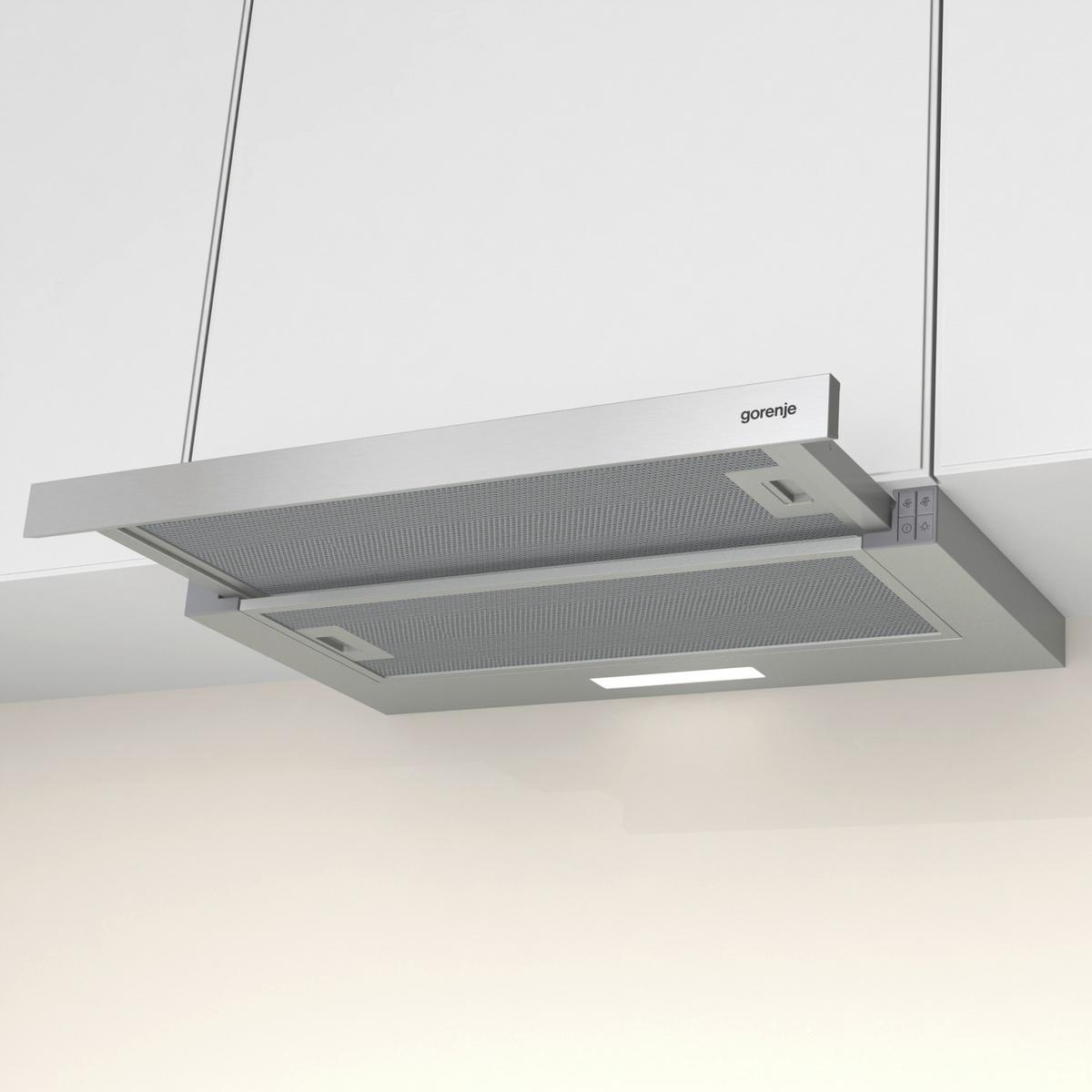 Flachschirmhaube Th 62e3x Silberfarben B: 60 cm - Silberfarben, Basics, Kunststoff/Metall (60/17/30,6cm) - Gorenje