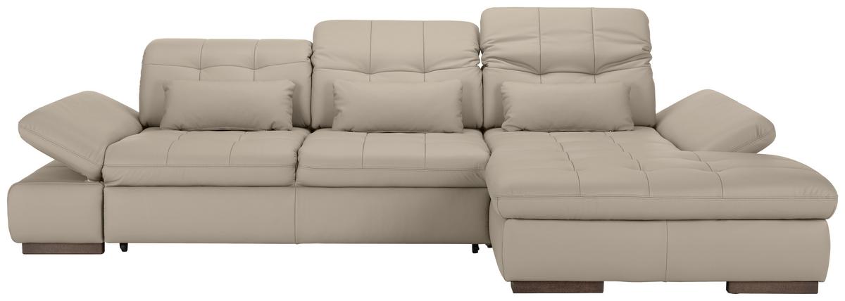 Rohová sedačka SANFINO, pravá, svetlě šedá pravá kůže - světle šedá/barvy chromu, Konvenční, kov/kůže (305/199cm) - Premium Living