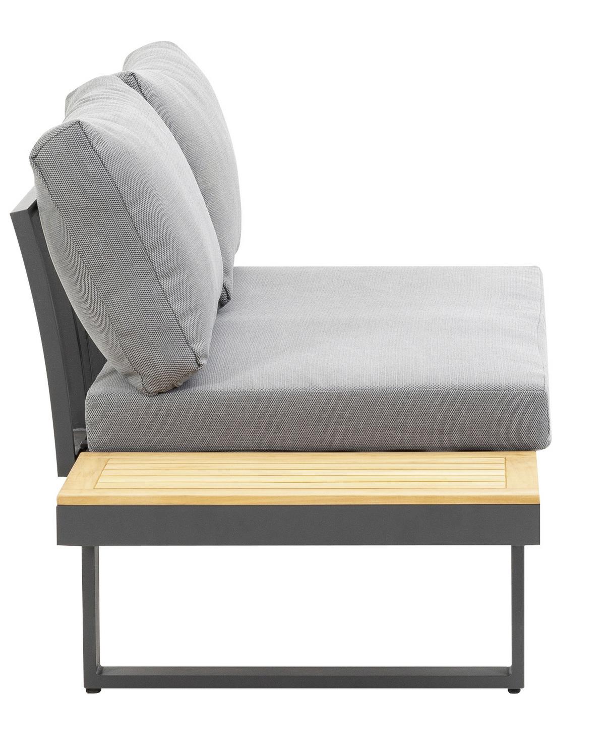 Loungegarnitur 3-Tlg. Samara Holz/Metall/Textil mit Kissen - Anthrazit/Grau, Basics, Holz/Textil (253/70/175cm) - Gardenson