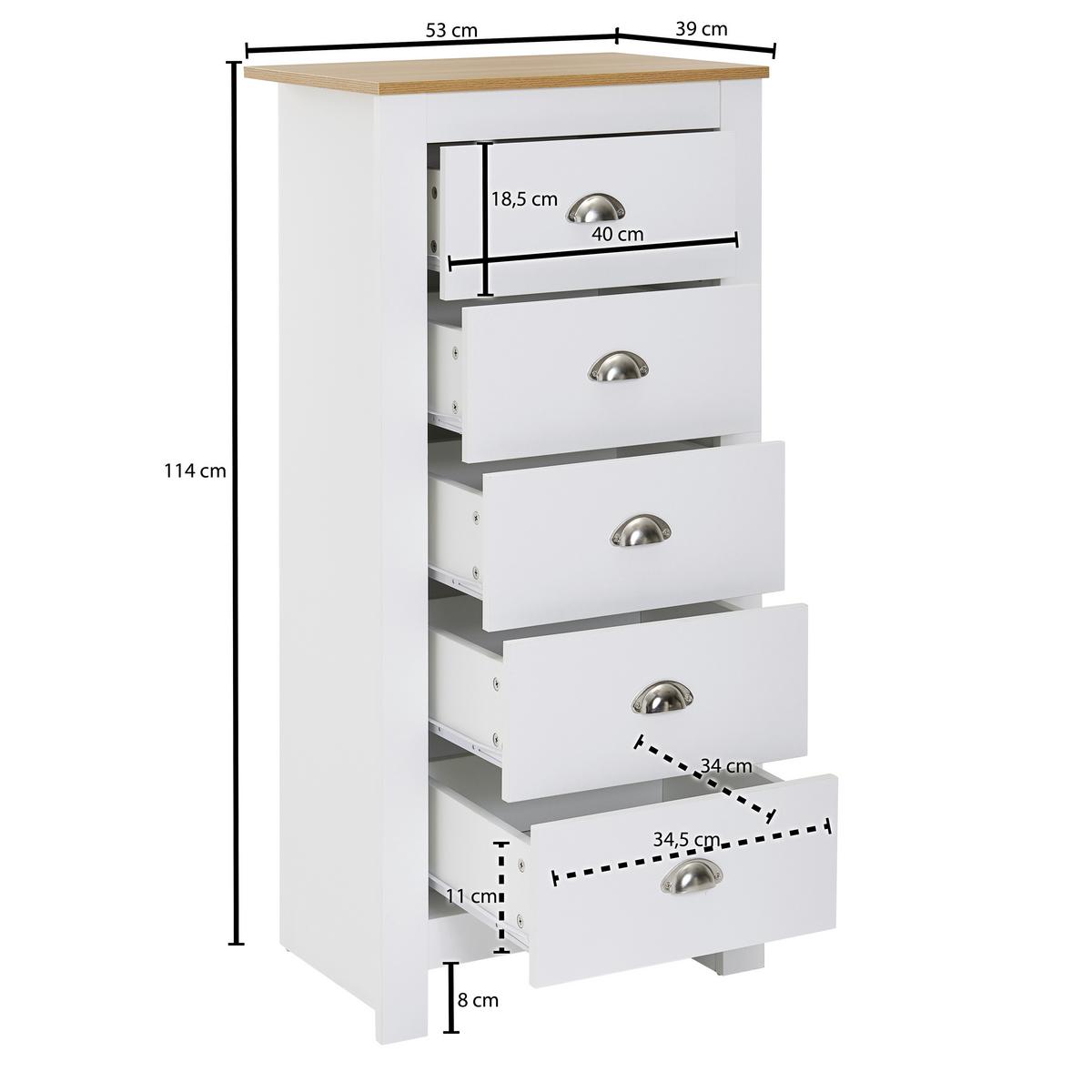 Highboard Weiß B: 53cm - Braun, MODERN, Holzwerkstoff (53/114/39cm) - MID.YOU
