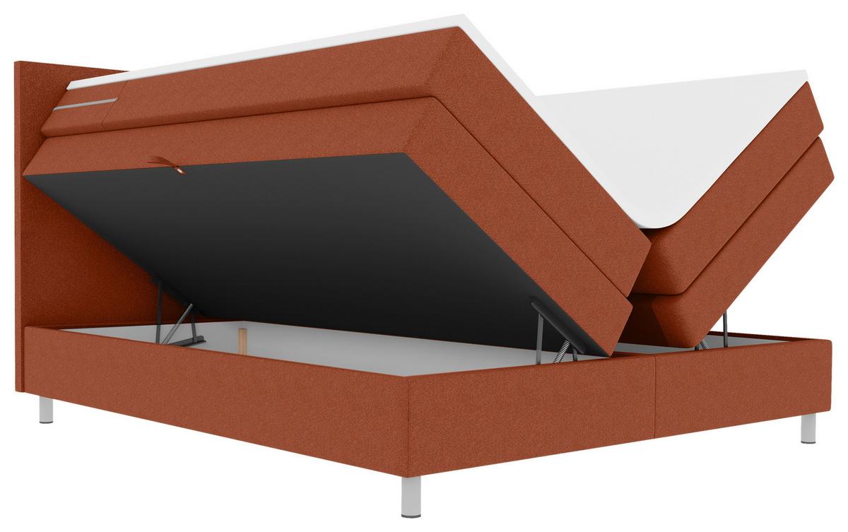 Boxspringbett Messina - Chromfarben/Rostfarben, KONVENTIONELL, Textil (140/200cm)