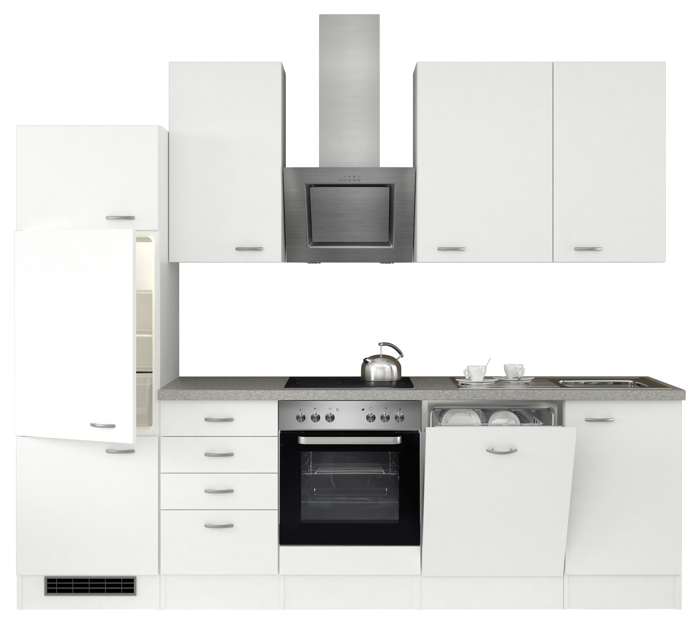 Küchenzeile Wito mit Geräten 280 cm Grau/Weiß Modern - Edelstahlfarben/Weiß, MODERN, Holzwerkstoff (280cm) - MID.YOU