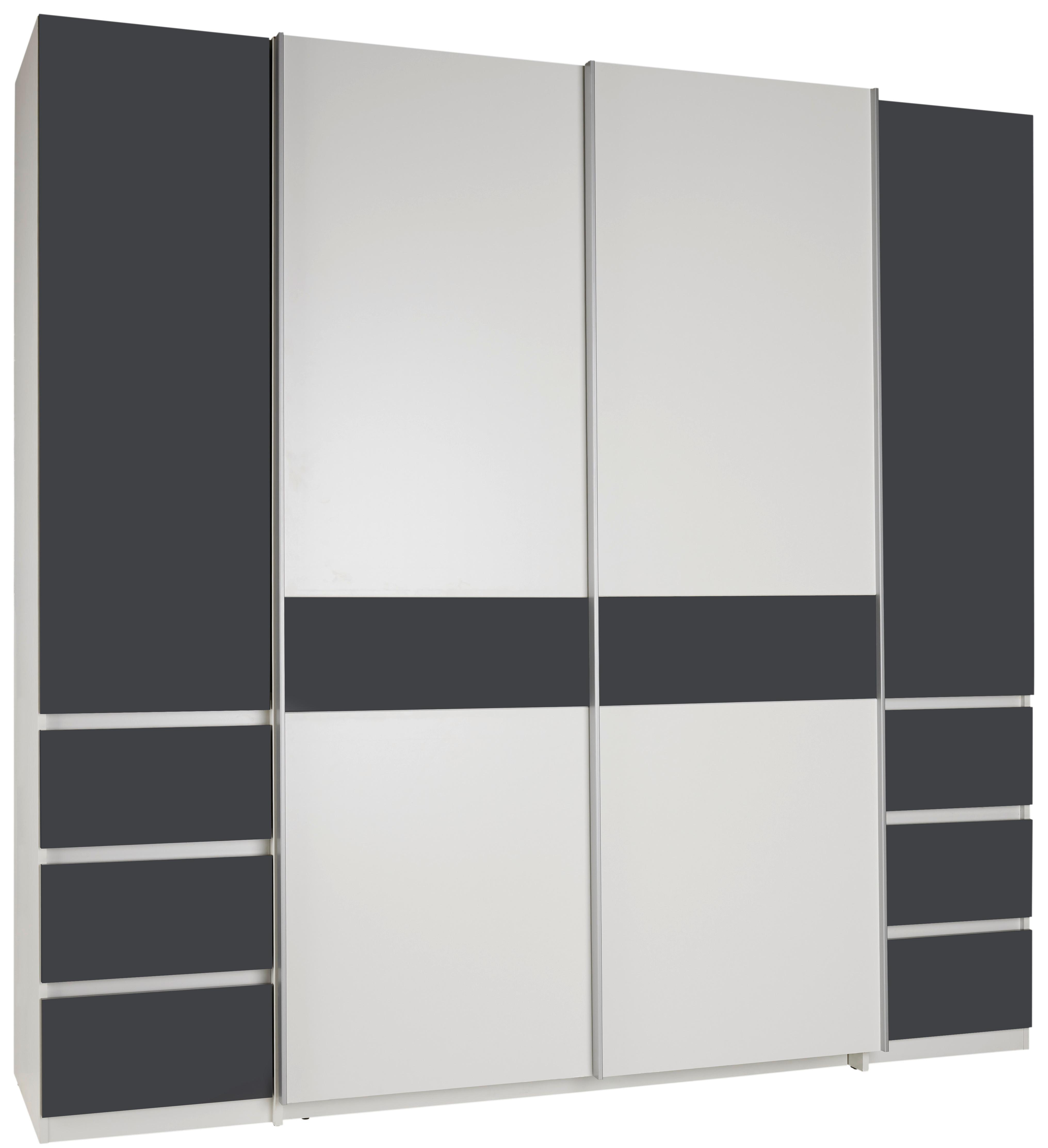 ŠATNÍ SKŘÍŇ FABIO - bílá/barvy grafitu, Konvenční, kompozitní dřevo (215/211/60cm) - Mömax