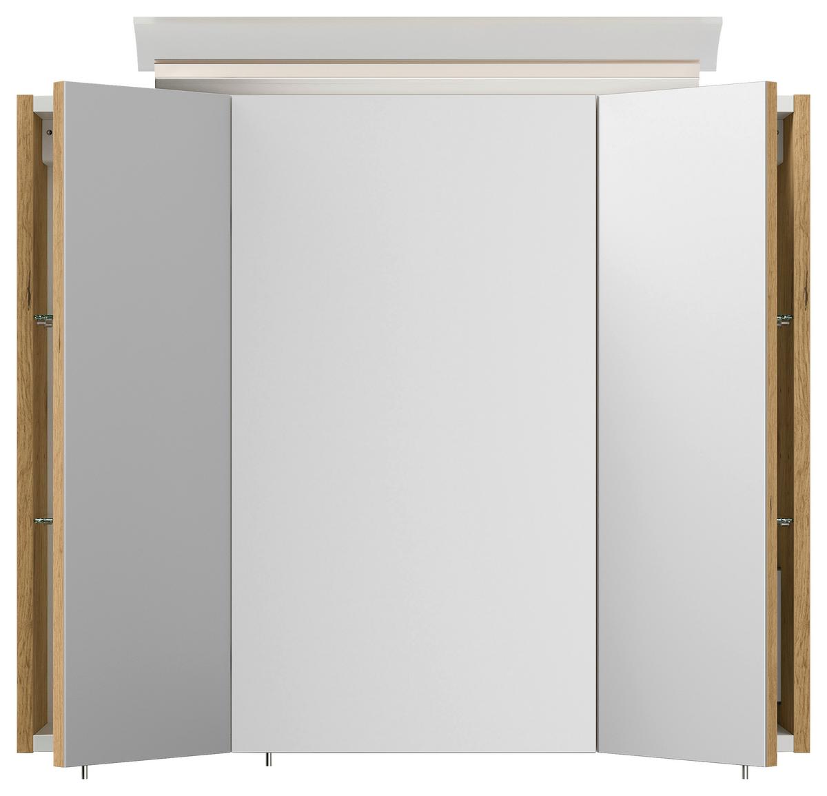 Spiegelschrank Eiche Dekor B: 75 cm - Eichefarben, MODERN, Glas/Holzwerkstoff (75/62/17cm) - MID.YOU