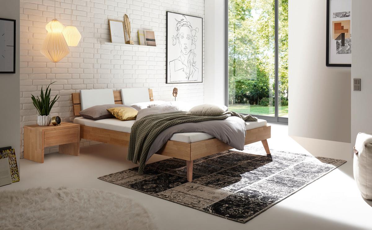 Bett Ortona Eiche 200x200 Cm - Eiche Bianco/Eichefarben, Design, Holz (200/200cm) - Hasena