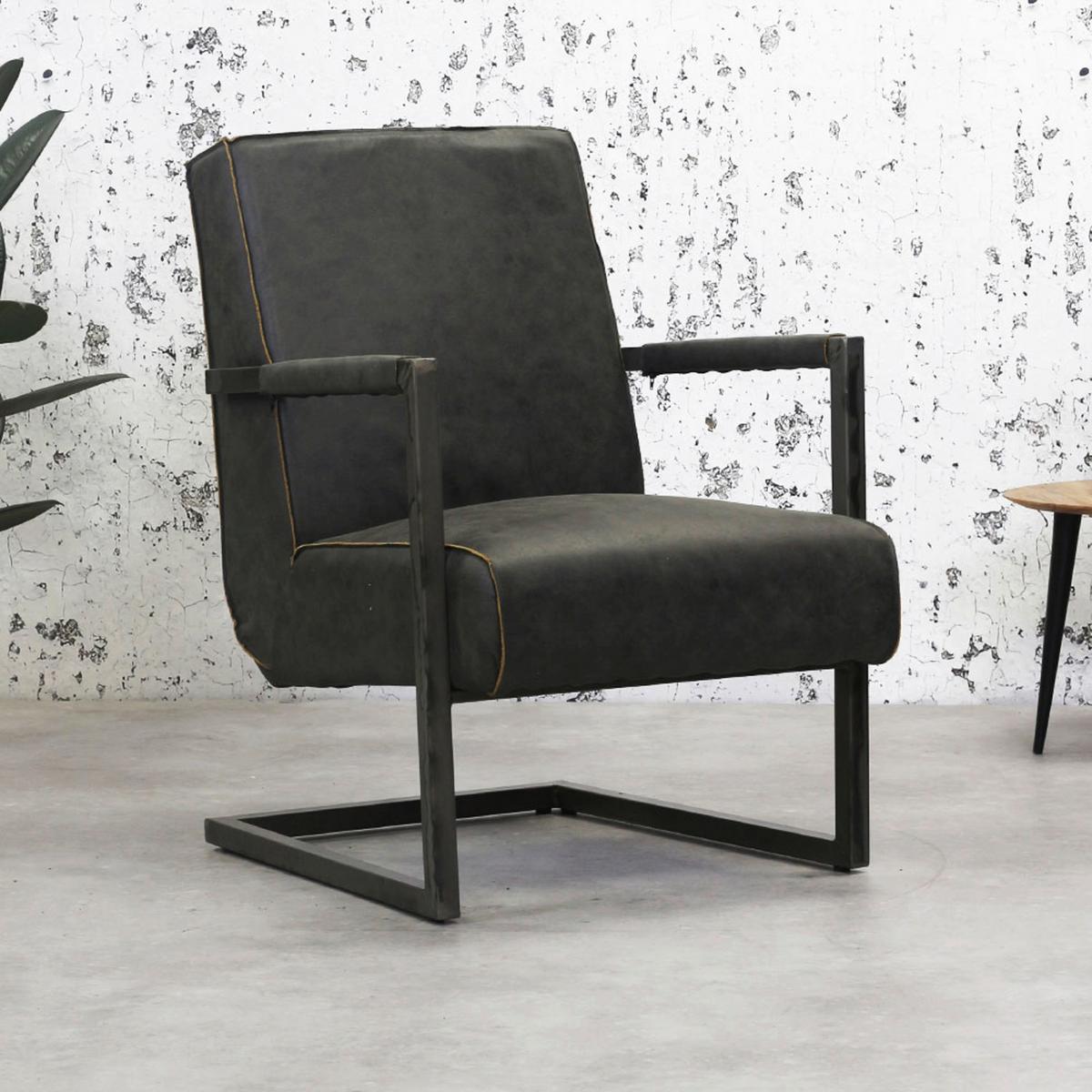 Sessel Tyler - Dunkelgrau/Anthrazit, KONVENTIONELL, Textil/Metall (62/84/70cm) - MID.YOU