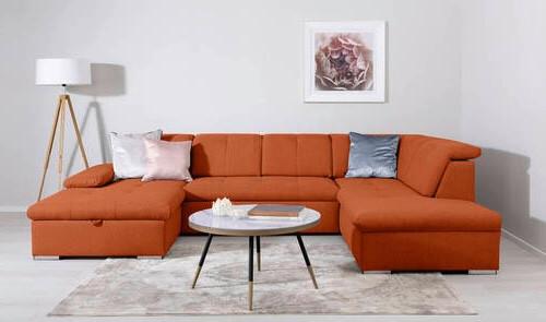 Wohnlandschaft Ramzes Terracotta U: 173x328x215 cm - Terracotta/Grau, Design, Textil (173/328/215cm) - MID.YOU