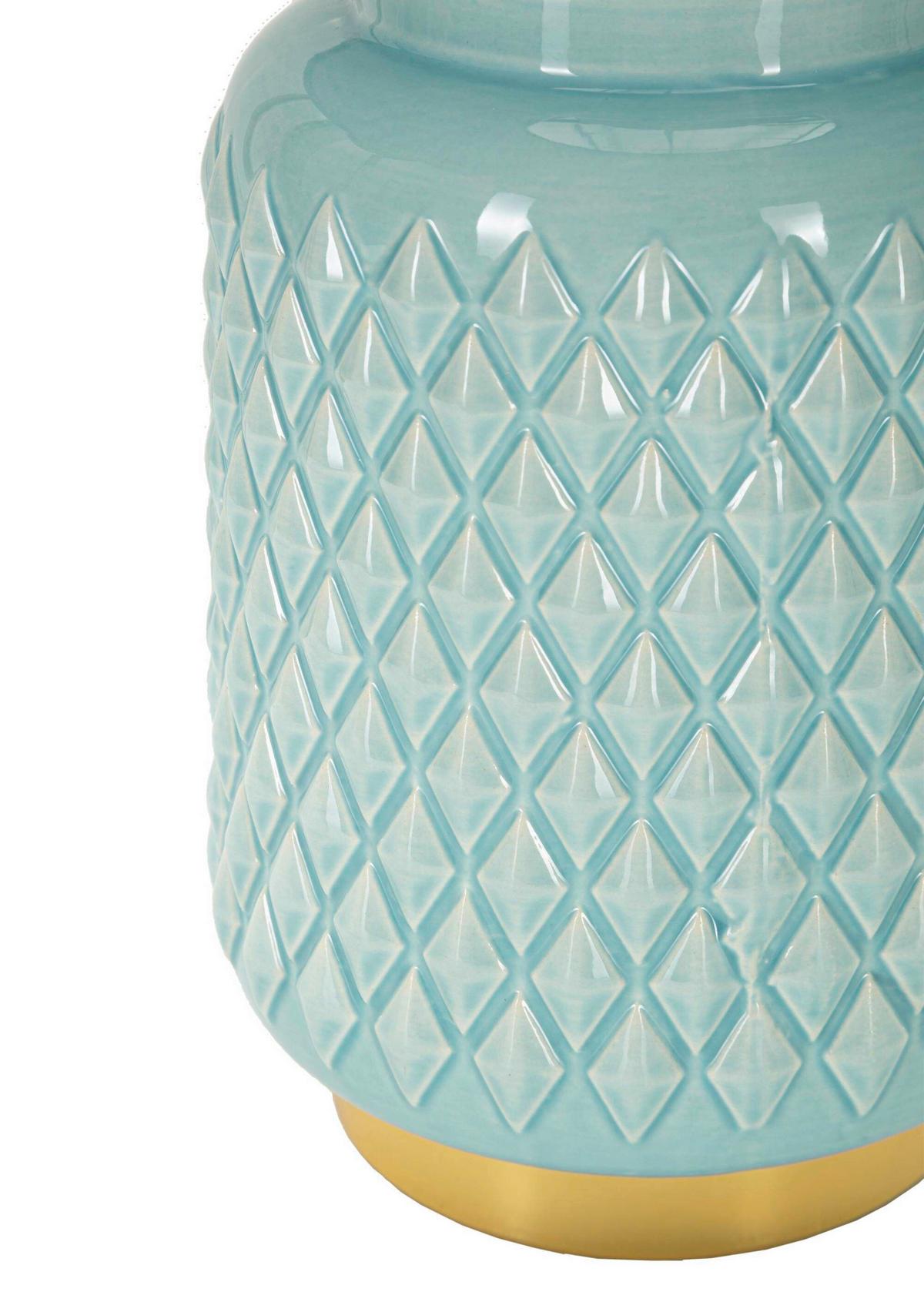 Tischleuchte Square Turquoise Hellblau B: 28 Cm - Hellblau, Basics, Keramik/Textil (28/44/28cm)