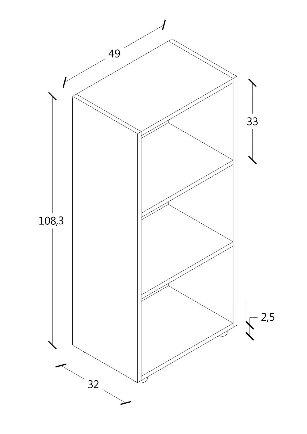 Regál na šanóny Ulas š: 49 cm, dub medový - černá/medový dub, Moderní, kompozitní dřevo/plast (49/108/32cm) - MID.YOU