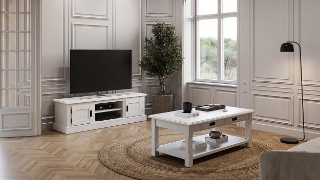 TV-Lowboard Charme B: 140 cm Weiß - Weiß, Design, Holz/Holzwerkstoff (140/42/40cm) - Livetastic
