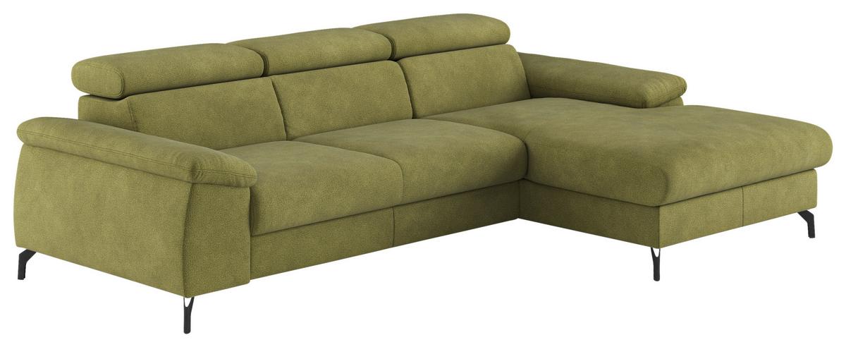 Ecksofa Kitty Grün S. 244x166 cm - Schwarz/Grün, Design, Textil (244/166cm) - Livetastic