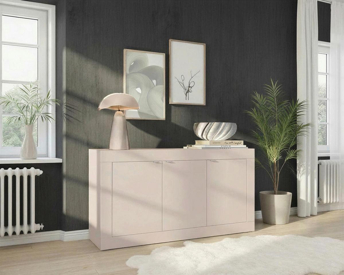 Sideboard Basic Kaschmir B: 160 Cm - Kaschmir/Schwarz, Design, Holzwerkstoff (160/86/43cm) - MID.YOU