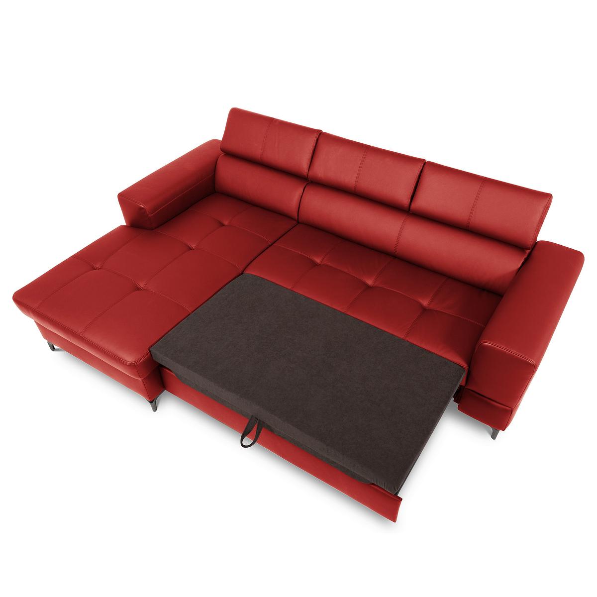 Ecksofa Torino Teilleder Rot 173x247 - Rot/Schwarz, Design, Leder/Textil (173/247cm) - Livetastic