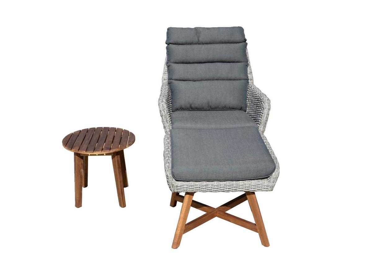 Loungesessel 3-Tlg. Calvia mit Kissen - Dunkelgrau/Akaziefarben, Basics, Holz/Kunststoff (65/95/85cm) - Gardenson