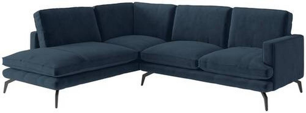 Ecksofa Bali - Schwarz/Dunkelblau, Design, Textil (202/250cm) - Livetastic