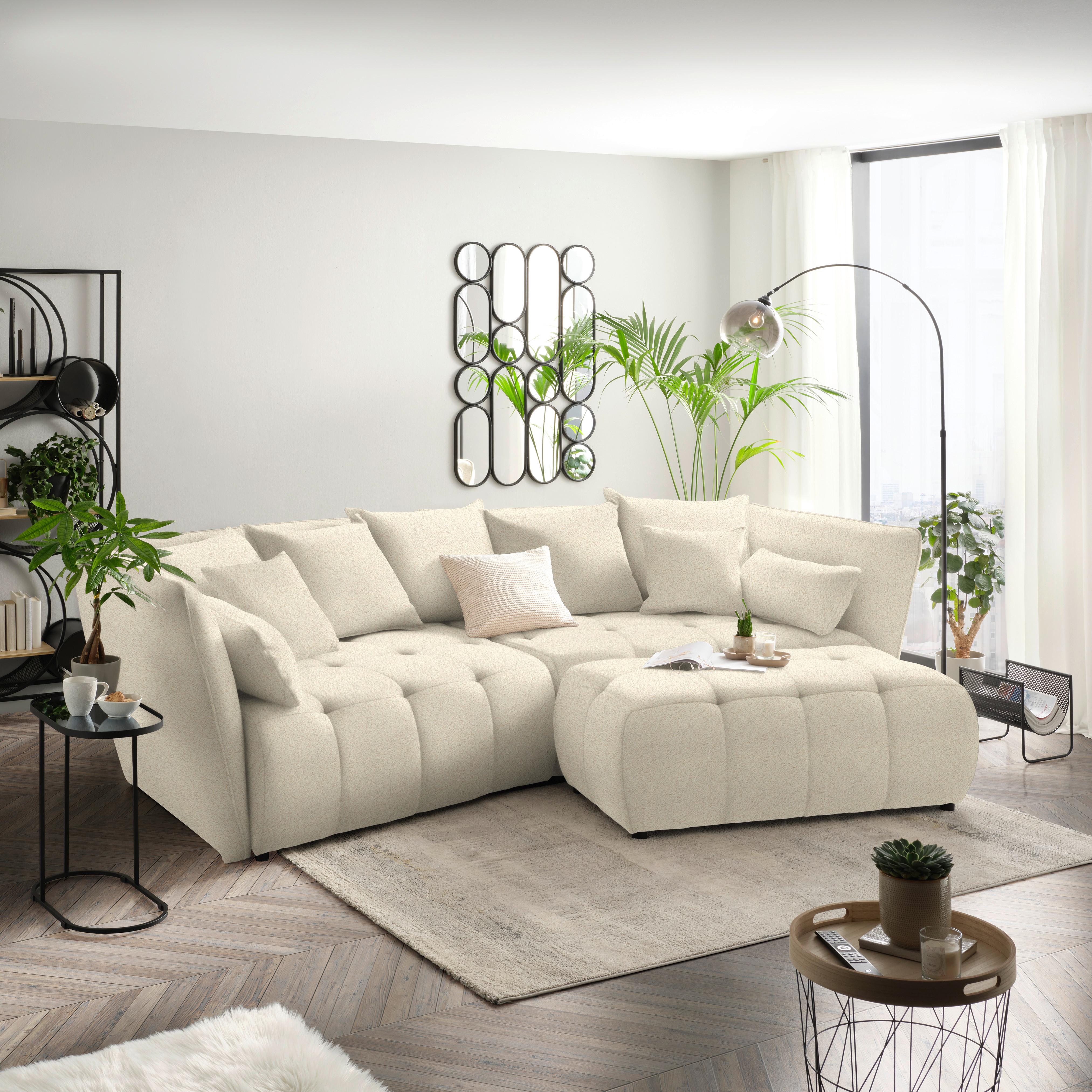 Boxspringová pohovka SOFI, krémová - černá/krémová, Moderní, textil (294/93/152cm) - Premium Living