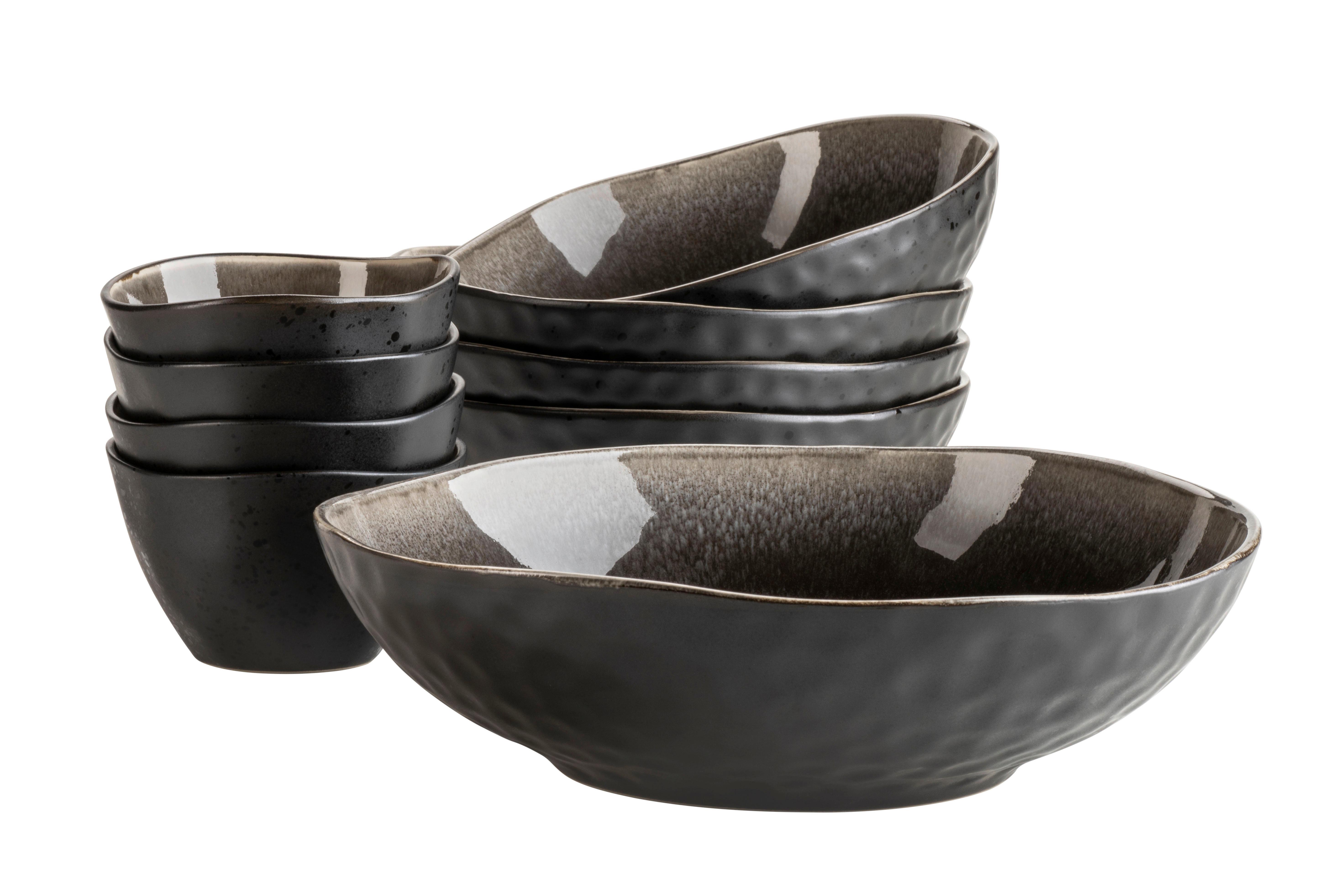 Schüsselset Niara Organic Steinzeug 9--Teilig. D: 10,5-26 Cm - Dunkelbraun, Basics, Keramik - Mäser