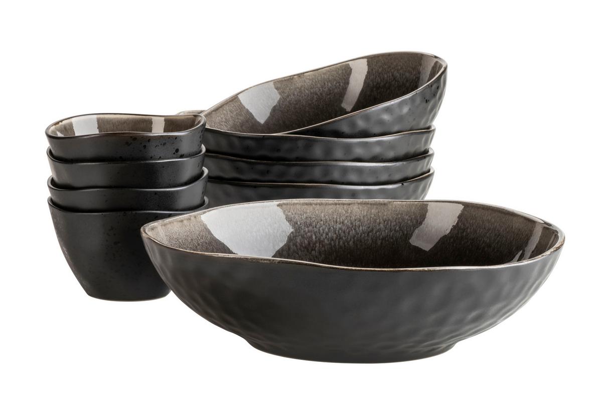 Schüsselset Niara Organic Steinzeug 9--Teilig. D: 10,5-26 Cm - Dunkelbraun, Basics, Keramik - Mäser