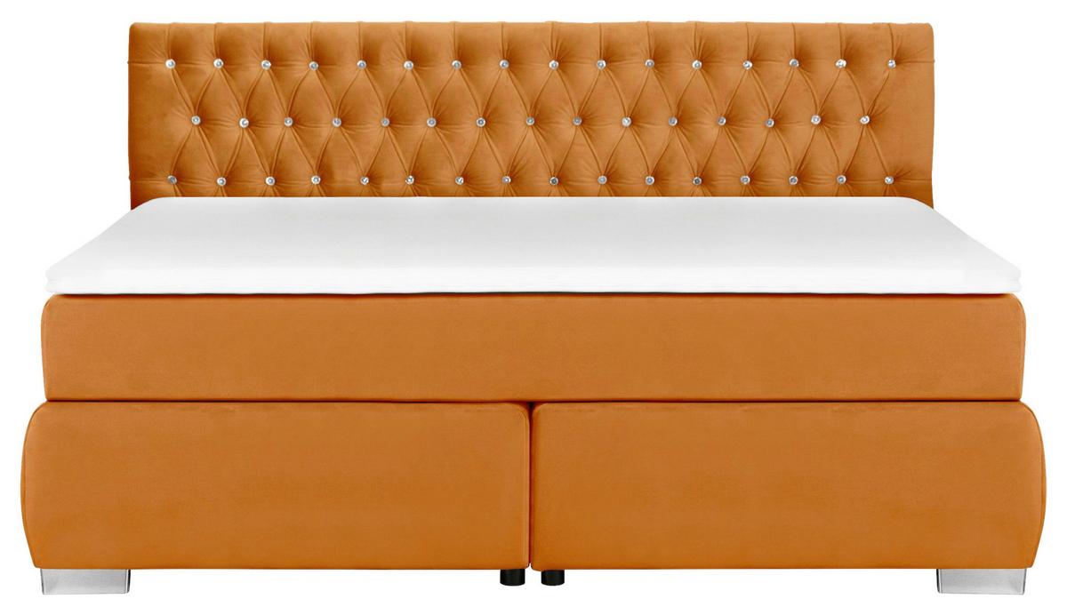 Boxspringbett Rumba inkl. Matratze 180x200 - Platinfarben/Gelb, Basics, Textil (180/200cm) - Livetastic