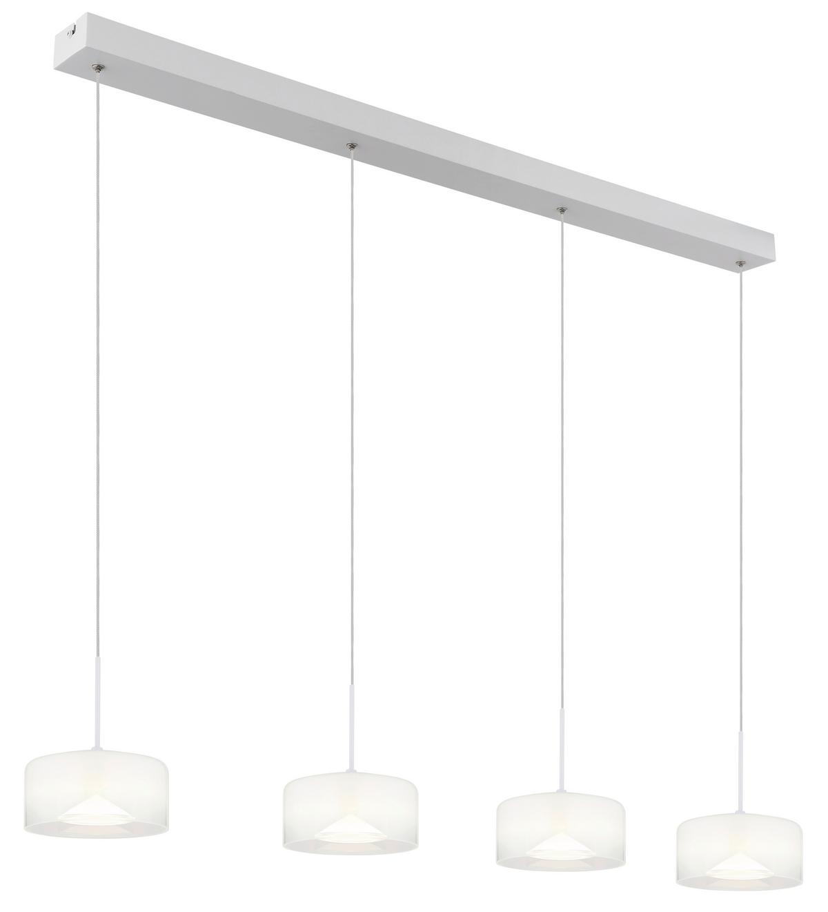 LED-Hängeleuchte Belinda Klar Opal Weiß L: 105 cm - Klar/Opal, KONVENTIONELL, Glas/Kunststoff (105/15/150cm) - Globo