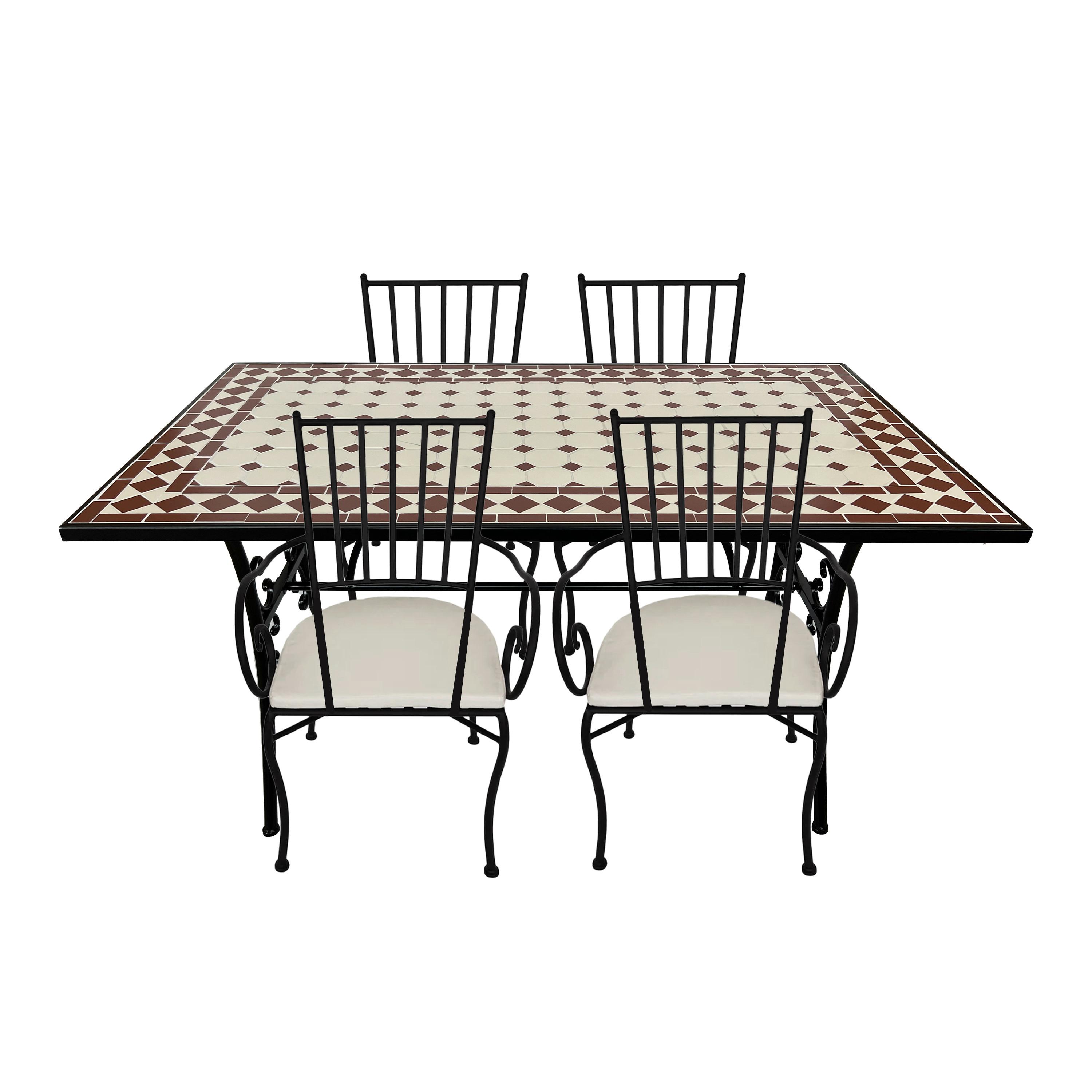 Gartenset Leonie Rot/Weiss - Creme/Schwarz, LIFESTYLE, Keramik/Metall (140/80/75cm) - Ambia Garden