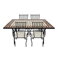 Gartenset Leonie Rot/Weiss - Creme/Schwarz, LIFESTYLE, Keramik/Metall (140/80/75cm) - Ambia Garden