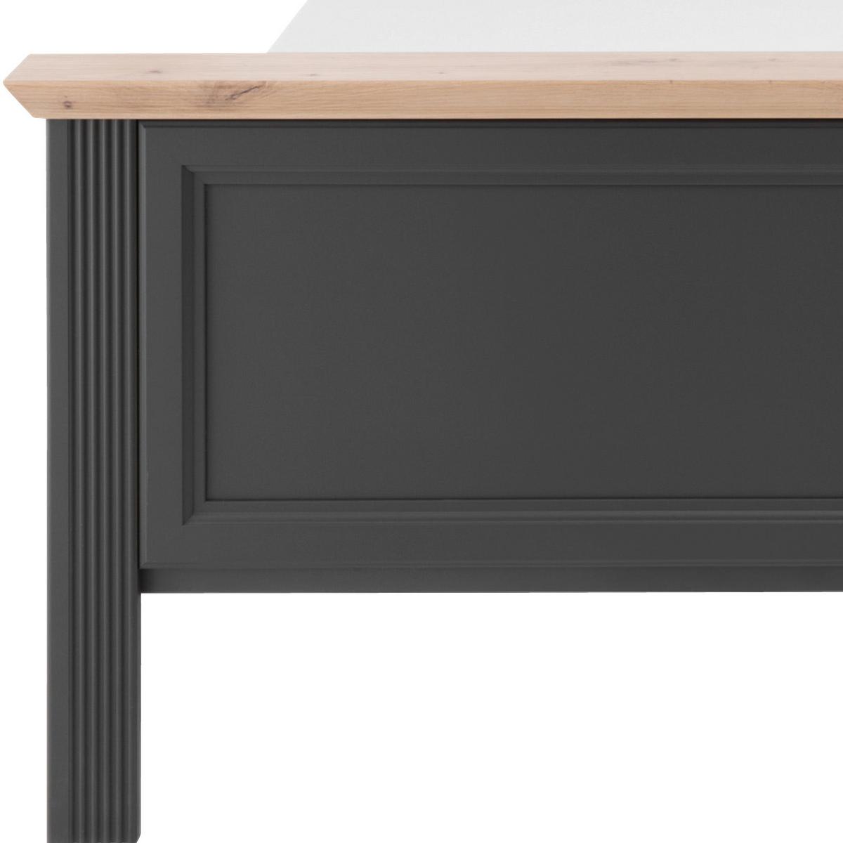 Doppelbett Landhaus-stil 160x200 Jasmin Ii Graphitfarb. - Graphitfarben/Schwarz, LIFESTYLE, Holzwerkstoff (160/200cm)