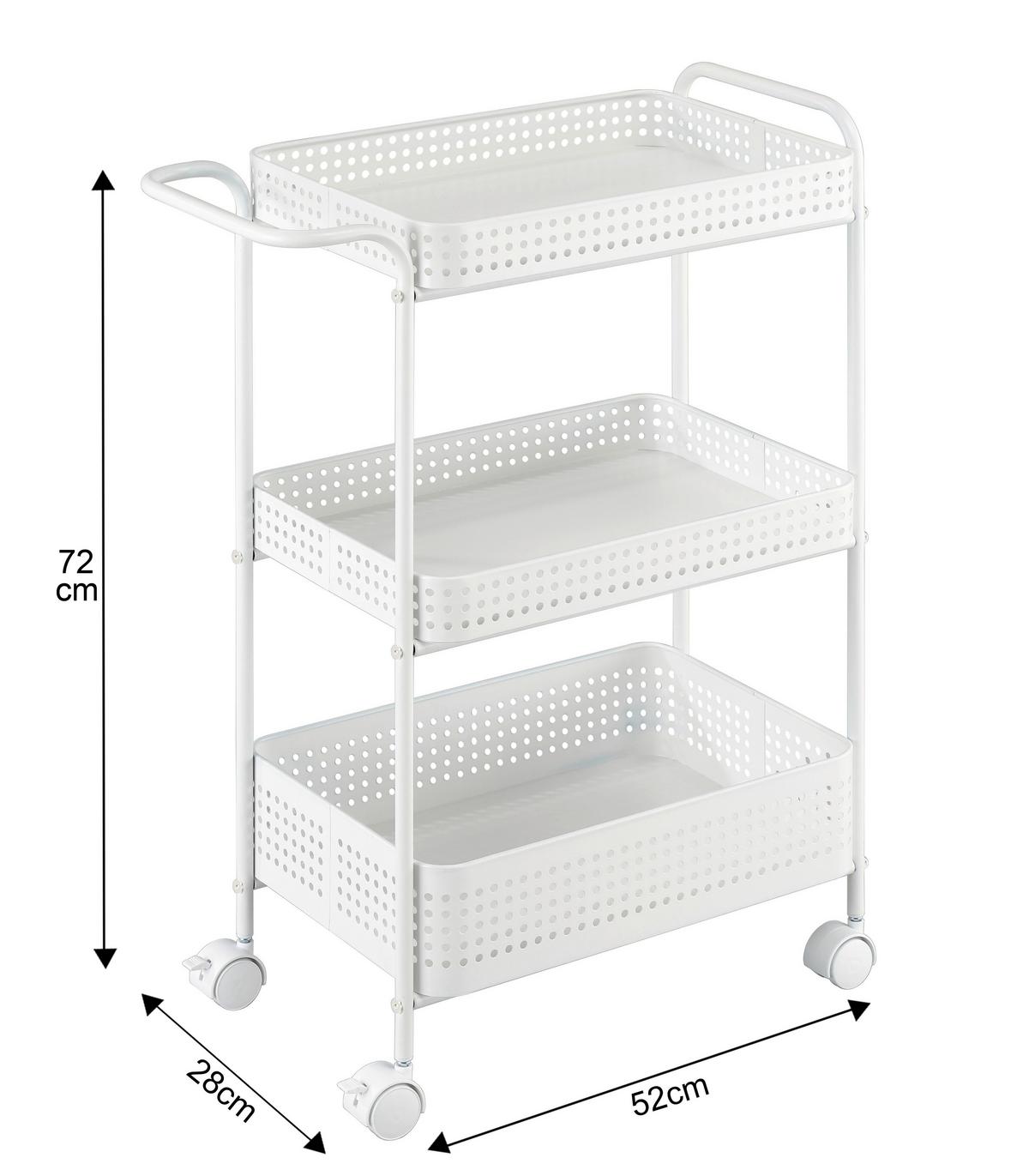 UNIVERZÁLNÍ VOZÍK ANCONA - bílá, Moderní, kov/plast (52/72/28cm) - Mömax