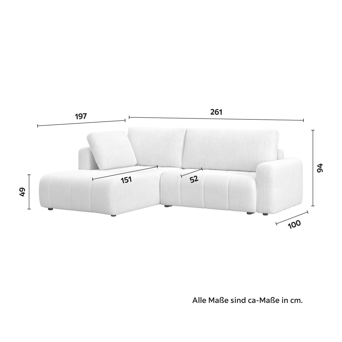 Sedací souprava GIA, levá, bílá - bílá/černá, Moderní, dřevo/textil (261/94/197cm) - Bessagi Home