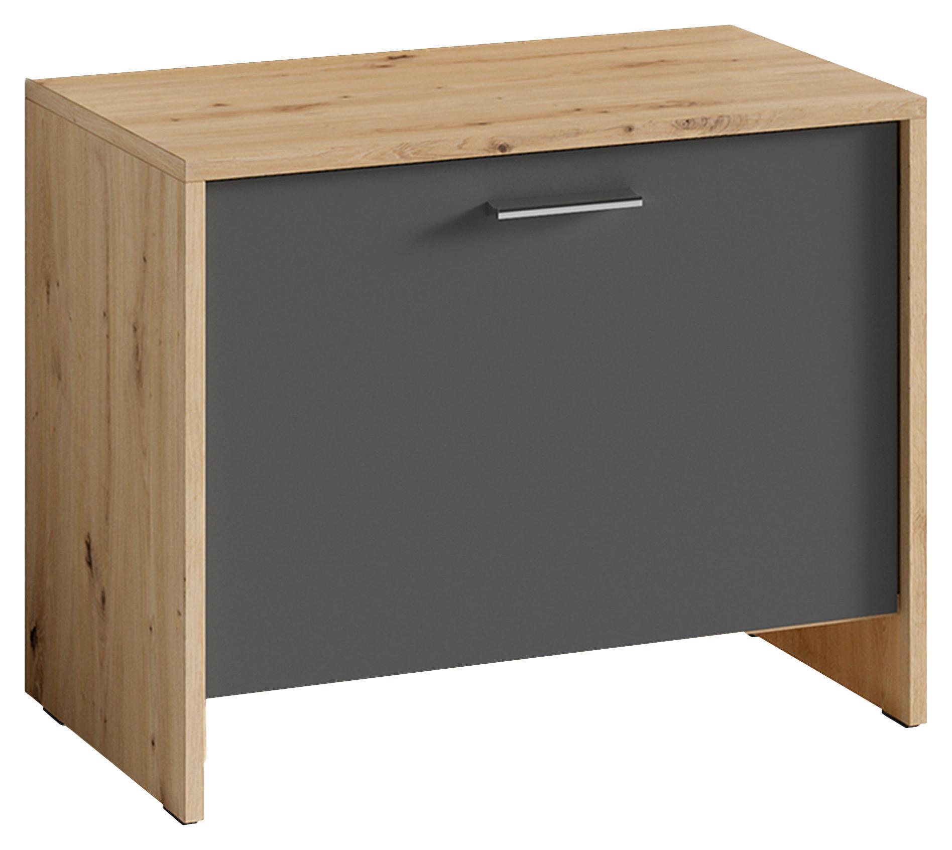 Garderobenbank Ben B: 60 cm 1 Tür Anthrazit/Eiche Artisan - Anthrazit/Schwarz, MODERN, Holzwerkstoff (60/48/35cm) - MID.YOU