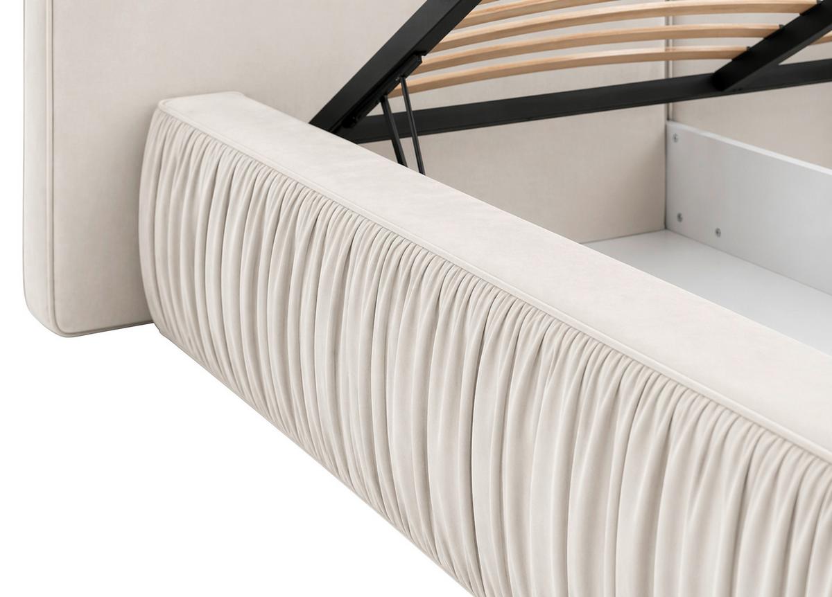 POLSTERBETT Vanessa Creme 160x200cm - Creme/Schwarz, MODERN, Holz/Metall (160/200cm) - MID.YOU