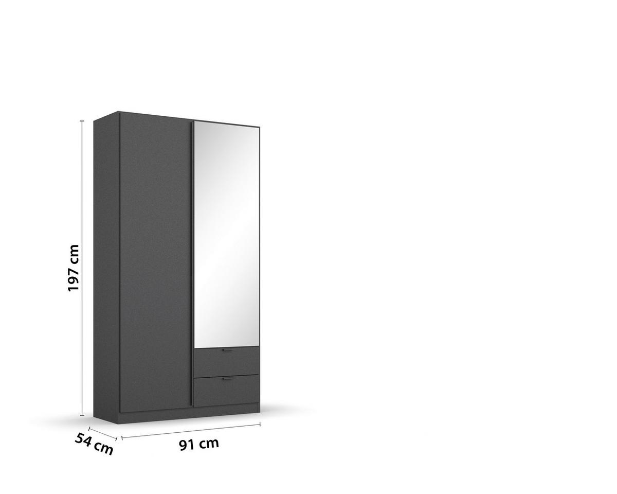 DREHTÜRENSCHRANK Style-Up Grau B: 91cm - Grau, MODERN, Holzwerkstoff (91/197/54cm) - Rauch Möbel