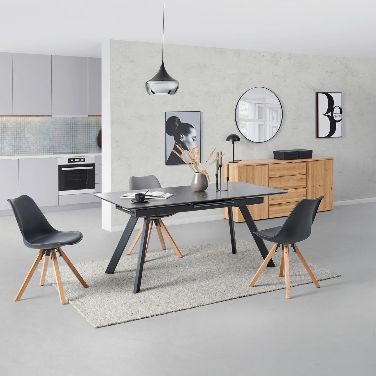 Esstisch Tea - Anthrazit/Schwarz, LIFESTYLE, Keramik/Holzwerkstoff (160-200/76/90cm) - MID.YOU