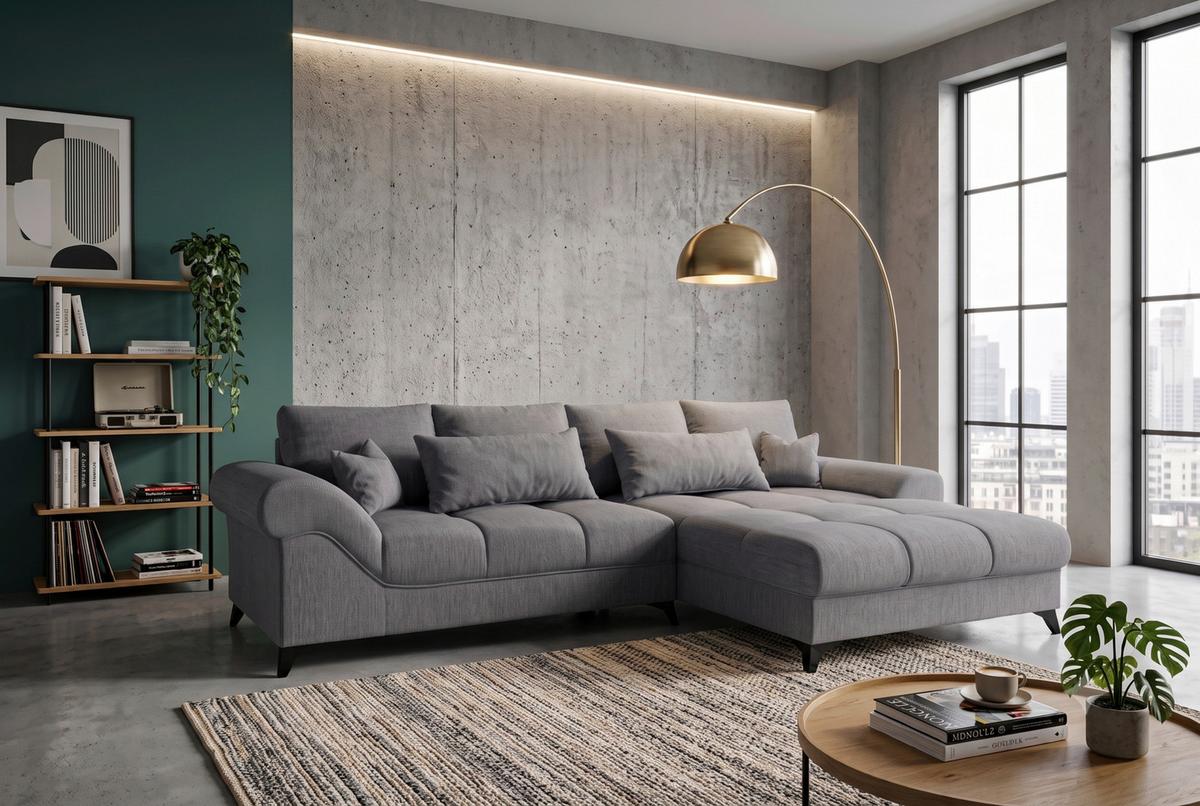Rohová sedačka NOAH, obojstranná, sivohnedá - čierna/taupe, Modern, kompozitné drevo/textil (295/195cm) - Mömax