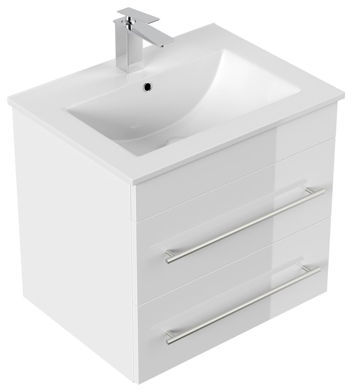 WASCHTISCHKOMBI Apollo, Weiß HG B: 61,5 - Weiß Hochglanz/Weiß, Basics, Keramik/Holzwerkstoff (61,5cm) - MID.YOU