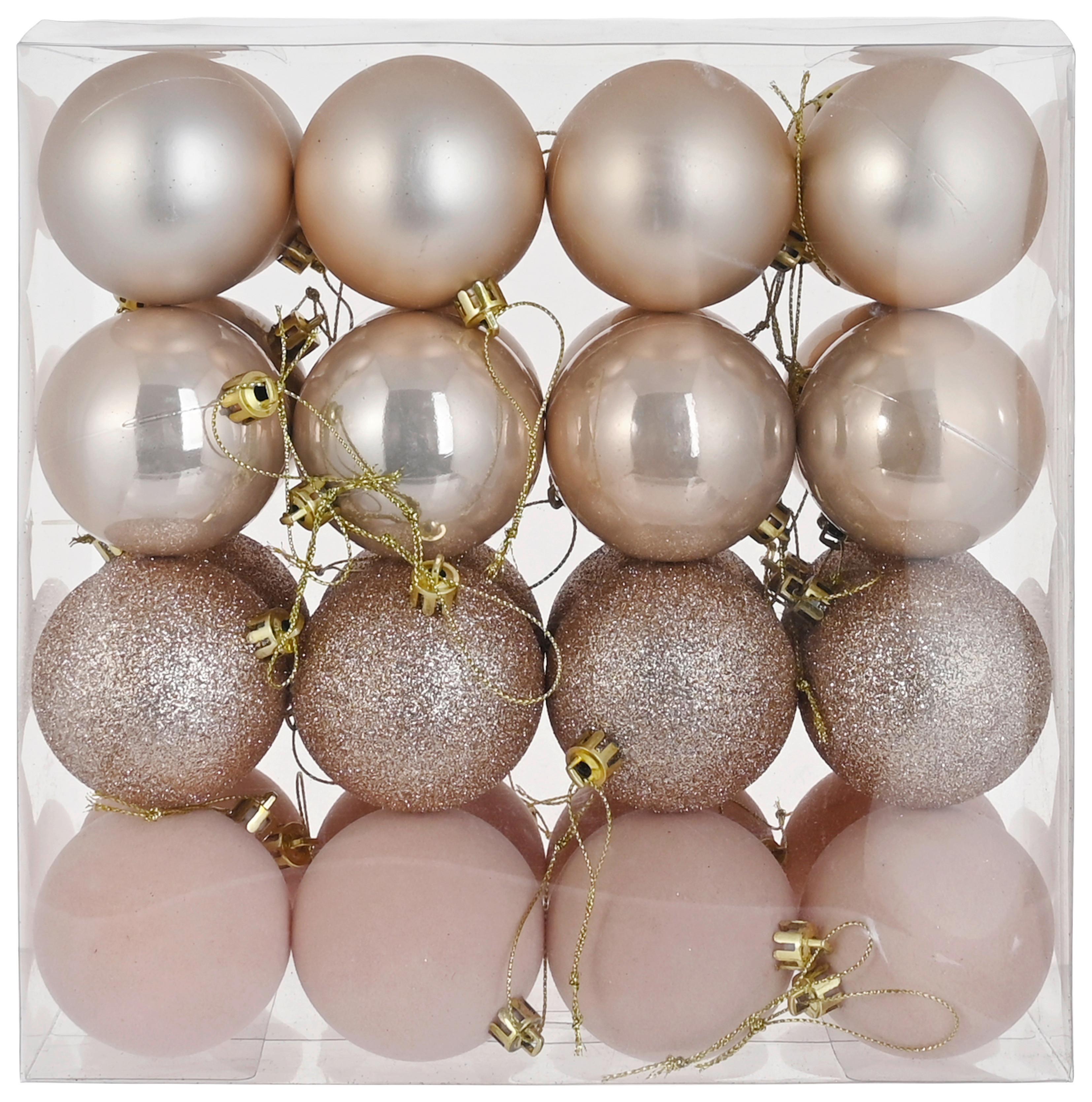 Baňka na vánoční stromeček 32 ks/ bal - šampaňská, Konvenční, plast (6cm) - Mömax