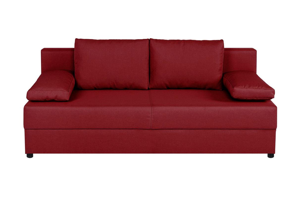 Rozkladacia pohovka MEGA, červená - čierna/červená, Design, kompozitné drevo/textil (190/80/75cm) - Based