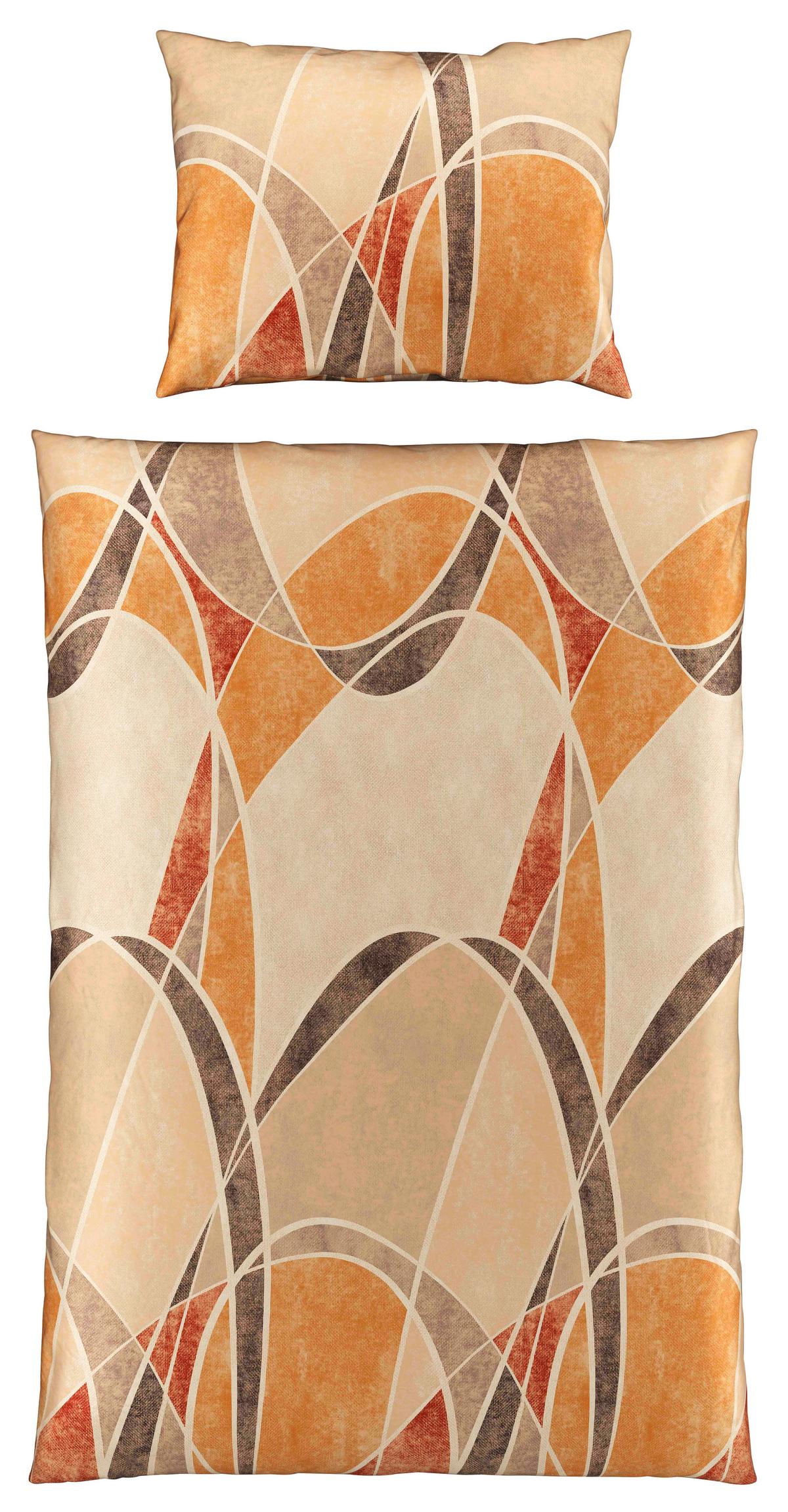 Satin Bettwäsche 140x200 cm Nora Beige/Terracotta Streifen - Beige/Terracotta, ROMANTIK / LANDHAUS, Textil (140/200cm) - James Wood